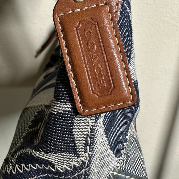 COACH Denim Patchwork Accessory Pouch Mini Bag Indigo Leather Vintage from Guam - Picture 5 of 5